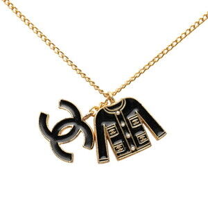 CHANEL Black Logo Necklace